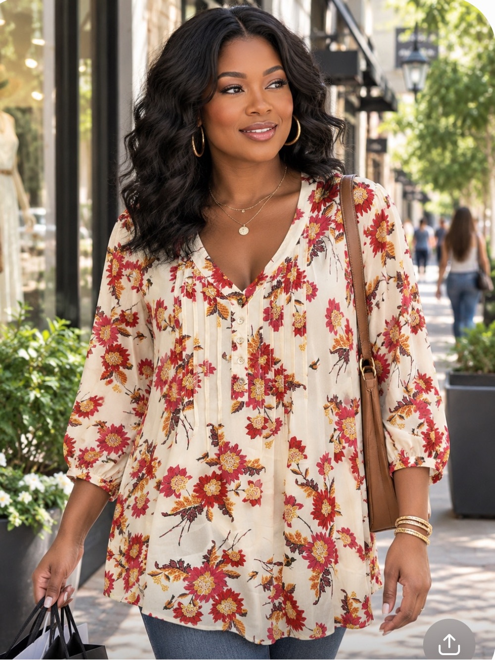 Rose & Olive floral blouse size 1X